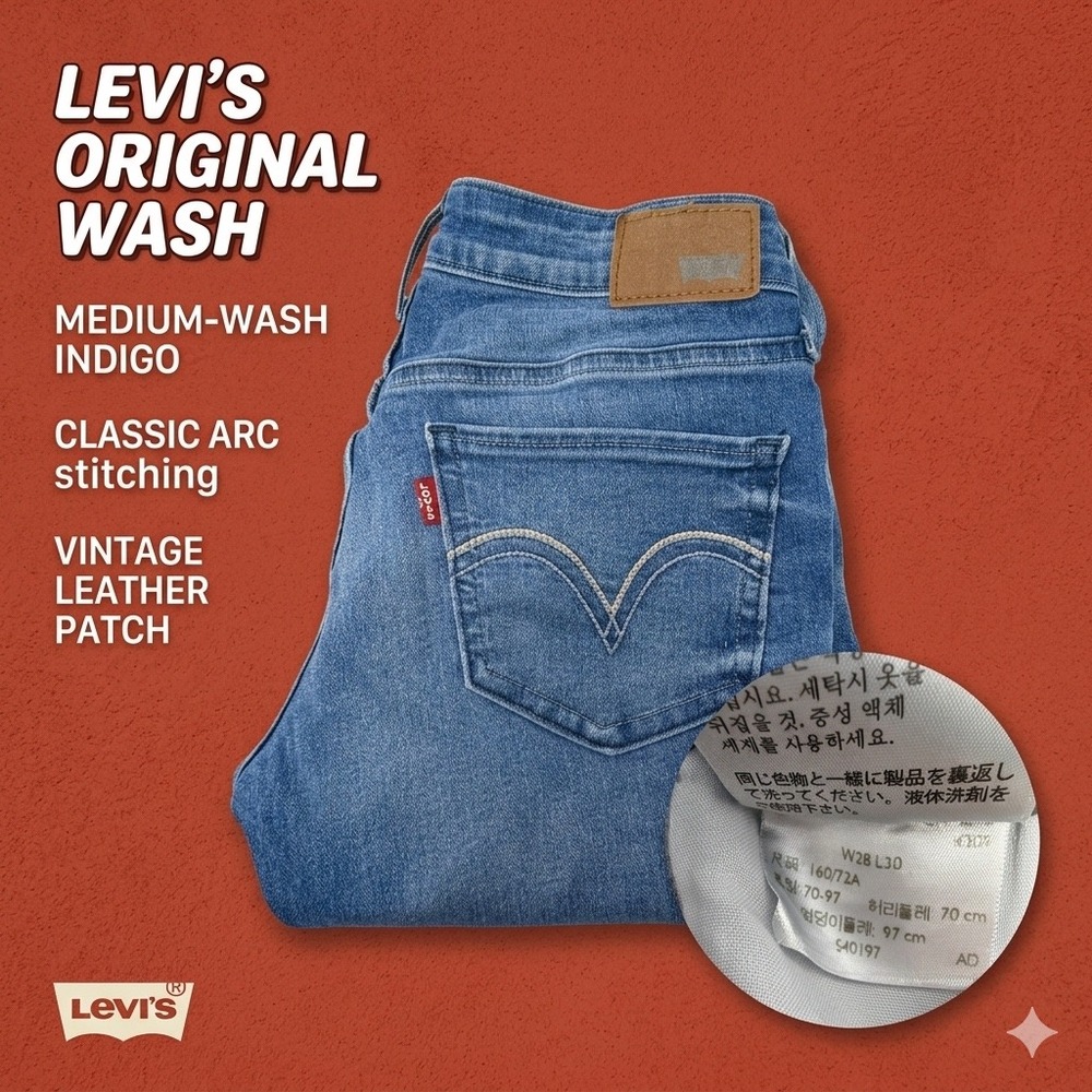Levi's Women's Skinny Jeans W28 L30‎ Medium Wash Indigo Red Tab Vintage